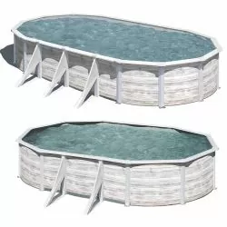 Piscine acier Gre aspect bois nordique Finlande ovale