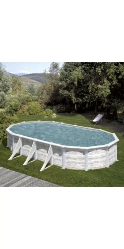 Piscine acier Gre aspect bois nordique Groenland ovale