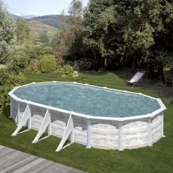 Piscine acier Gre aspect bois nordique Groenland ovale