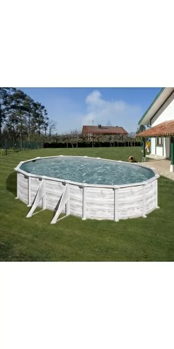 Piscine acier Gre aspect bois nordique Groenland ovale