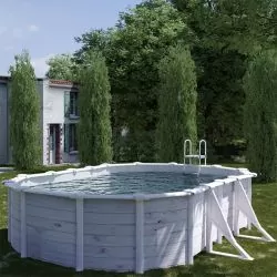 Piscine acier Gre aspect bois nordique Groenland ovale