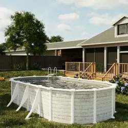 Piscine acier Gre aspect bois nordique Groenland ovale