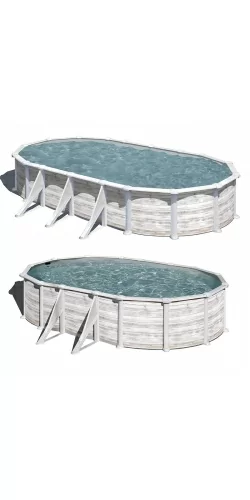 Piscine acier Gre aspect bois nordique Groenland ovale