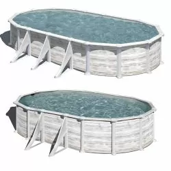 Piscine acier Gre aspect bois nordique Groenland ovale