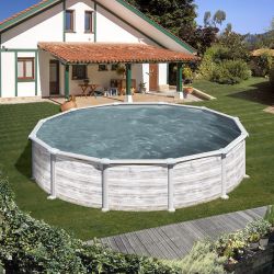 Piscine acier Gre aspect bois nordique Groenland ronde