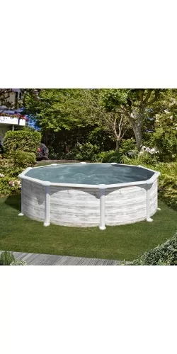 Piscine acier Gre aspect bois nordique Groenland ronde