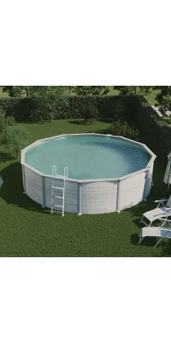 Piscine acier Gre aspect bois nordique Groenland ronde