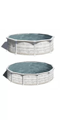 Piscine acier Gre aspect bois nordique Groenland ronde