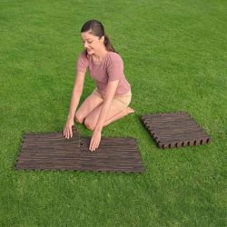 Dalle de protection de sol piscine Bestway effet bois (lot de 12)