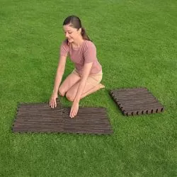 Dalle de protection de sol piscine Bestway effet bois (lot de 12)