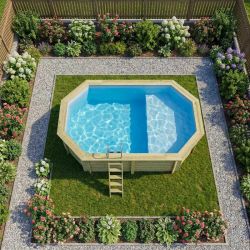 Piscine bois Altanka Nemo 5,79 x 3,49 x h1,45m avec plage