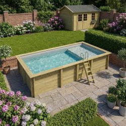 Piscine bois Aqua 7,00 x 3,75 x h1,45m avec plage