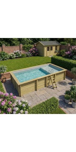 Piscine bois Aqua 7,00 x 3,75 x h1,45m avec plage