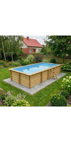 Piscine bois Aqua 7,00 x 3,75 x h1,45m avec plage