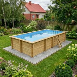 Piscine bois Aqua 7,00 x 3,75 x h1,45m avec plage