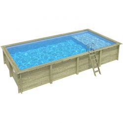 Piscine bois Aqua 8,50 x 4,35 x h1,45m avec plage