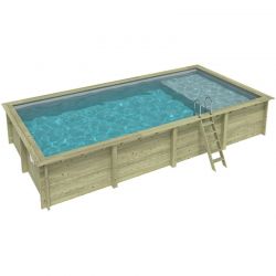 Piscine bois Aqua 8,50 x 4,35 x h1,45m avec plage