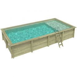 Piscine bois Aqua 8,50 x 4,35 x h1,45m avec plage