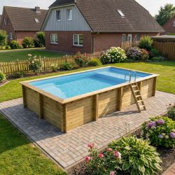 Piscine bois Aqua 8,50 x 4,35 x h1,45m avec plage