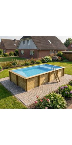 Piscine bois Aqua 8,50 x 4,35 x h1,45m avec plage
