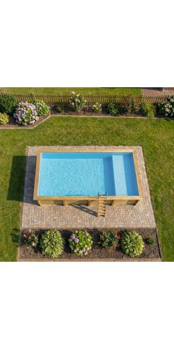 Piscine bois Aqua 8,50 x 4,35 x h1,45m avec plage