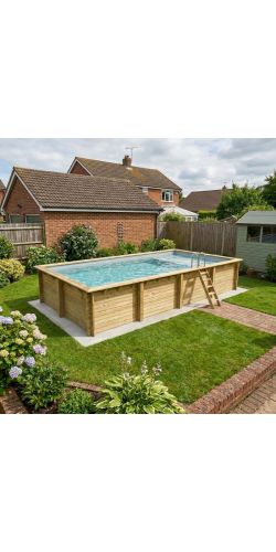 Piscine bois Aqua 8,50 x 4,35 x h1,45m avec plage