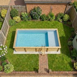 Piscine bois Aqua 8,50 x 4,35 x h1,45m avec plage