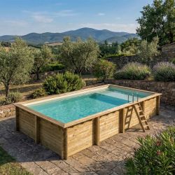 Piscine bois Aqua 8,50 x 4,35 x h1,45m avec plage