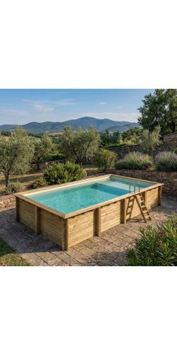 Piscine bois Aqua 8,50 x 4,35 x h1,45m avec plage