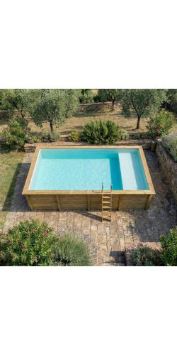 Piscine bois Aqua 8,50 x 4,35 x h1,45m avec plage