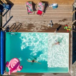 Piscine bois Aqua 8,50 x 4,35 x h1,45m avec plage