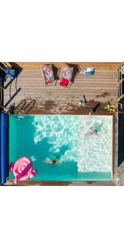 Piscine bois Aqua 8,50 x 4,35 x h1,45m avec plage