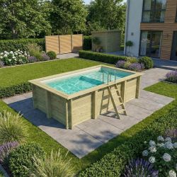 Piscine bois Aqua 4,65 x 2,85 x h1,24m avec plage