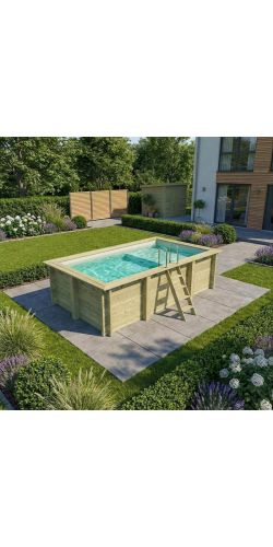 Piscine bois Aqua 4,65 x 2,85 x h1,24m avec plage