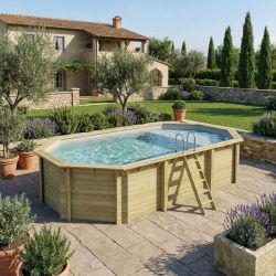 Piscine bois Nemo 7,30 x 3,97 x h1,45m avec plage immergée