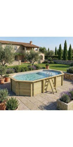Piscine bois Nemo 7,30 x 3,97 x h1,45m avec plage immergée