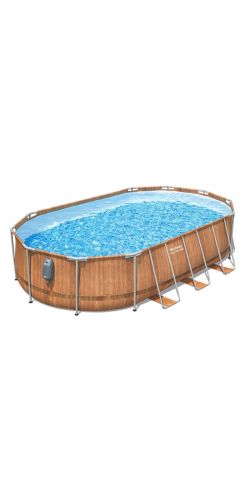 Piscine Bestway ovale Steel Pro Max Comfort Jet 610x366 h1,22m à cartouche