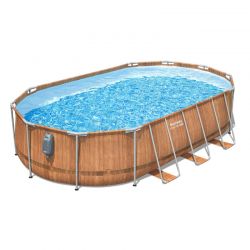 Piscine Bestway ovale Steel Pro Max Comfort Jet 610x366 h1,22m à cartouche