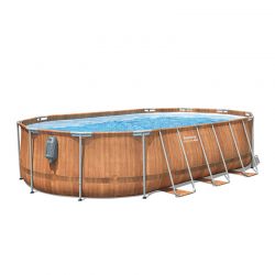 Piscine Bestway ovale Steel Pro Max Comfort Jet 610x366 h1,22m à cartouche