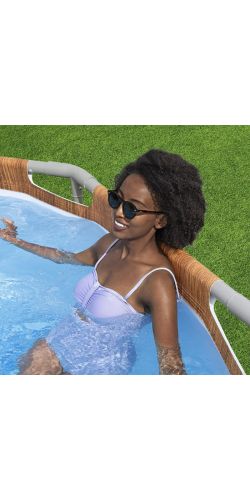 Piscine Bestway ovale Steel Pro Max Comfort Jet 610x366 h1,22m à cartouche