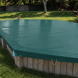 Bâche d'hivernage verte pour piscine Sunbay octogonale allongée