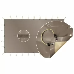 Bâche d'hivernage opaque luxe sandows + pitons gazon Bâche d'hivernage opaque luxe sandows + pitons gazon