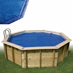 Bâche à bulles luxe SolGuard pour piscine bois octogonale Sunbay