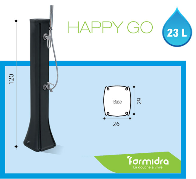 Dimensions douche solaire Happy Go 23L Poolstar Formidra