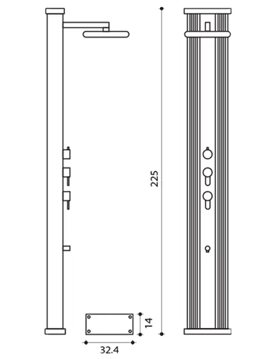 Dimensions douche solaire hybride Dada 40L straight Poolstar Formidra