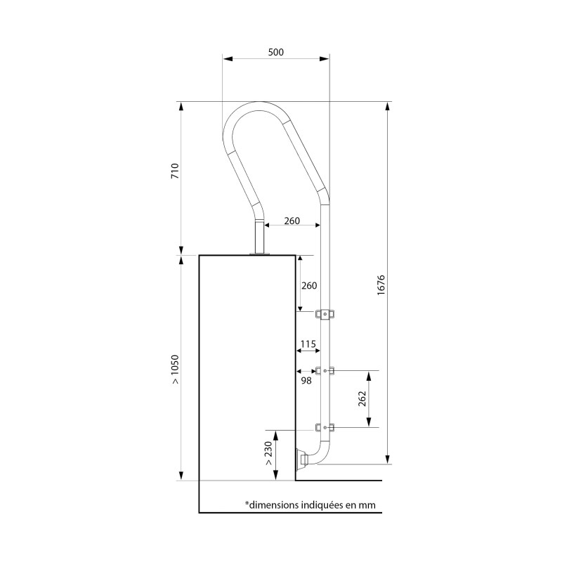 Echelle piscine Inox coudée Jardimagine pour piscines bois ou enterrées