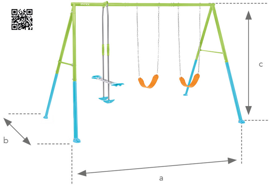 Dimensions portique Intex 3 agrès face à face et 2 balançoires