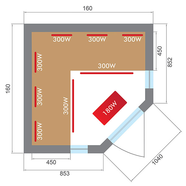 Dimensions sauna Spectra 3 places d'angle