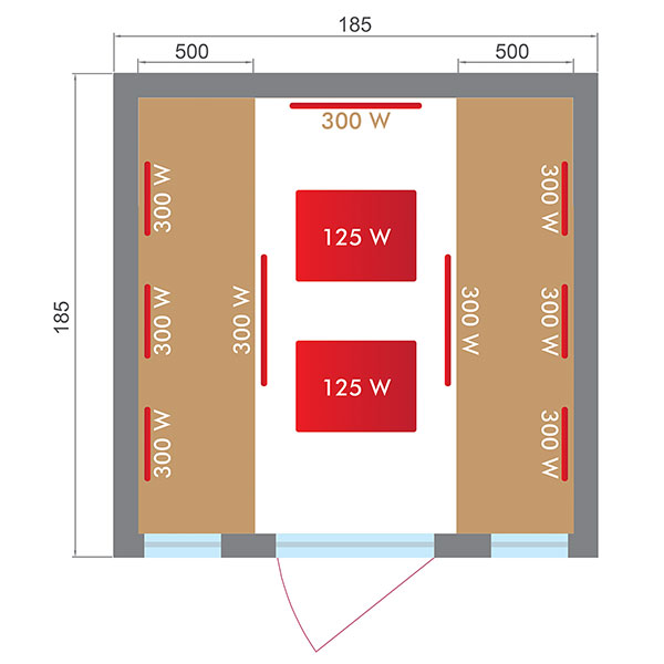 Dimensions sauna Spectra 4 places