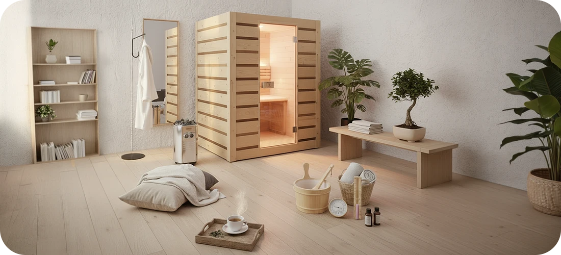Sauna Eccolo 2 places dans un intérieur clair